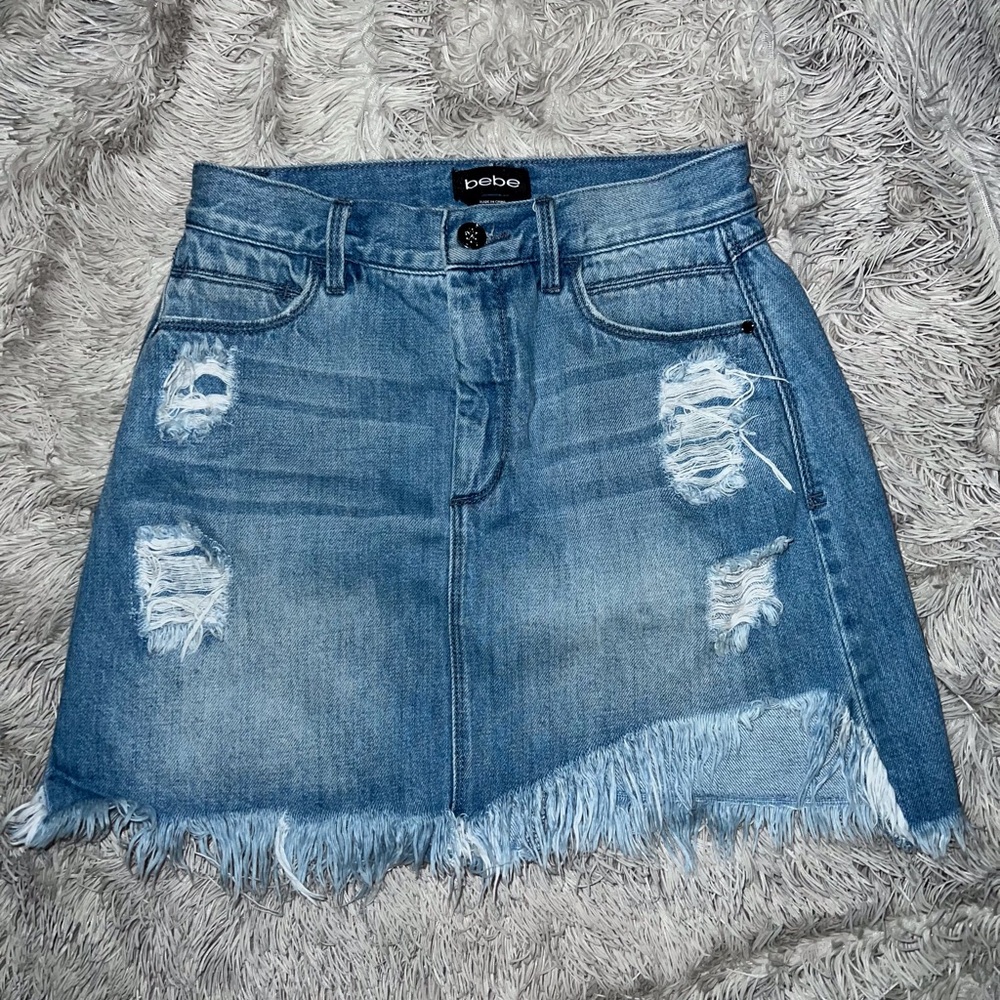 Asymmetrical Denim Bebe Skirt
